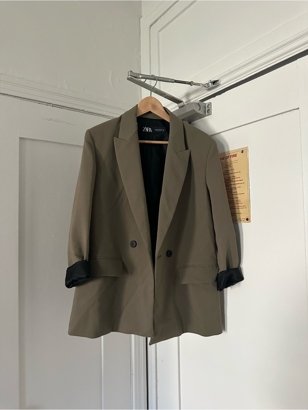 Zara Olive Blazer with Black Lining